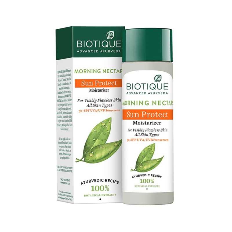 Biotique Morning Nectar Sun Protect Moisturizer SPF 30 UVA/UVB Sunscreen| Contains Wild Turmeric, Neem Leaves, & Morning Nectar Biotique Morning Nectar Sun Protect Moisturizer SPF 30 UVA/UVB Sunscreen| Contains Wild Turmeric, Neem Leaves, & Morning Nectar