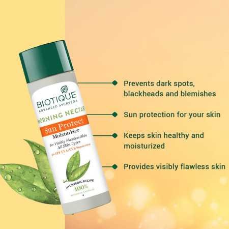 Biotique Morning Nectar Sun Protect Moisturizer SPF 30 UVA/UVB Sunscreen| Contains Wild Turmeric, Neem Leaves, & Morning Nectar Biotique Morning Nectar Sun Protect Moisturizer SPF 30 UVA/UVB Sunscreen| Contains Wild Turmeric, Neem Leaves, & Morning Nectar