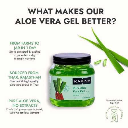Kapiva Pure Aloe Vera Skin Gel 500g For Face & Hair | Hydrating, Moisturizing, Soothing Skin | Multipurpose Gel