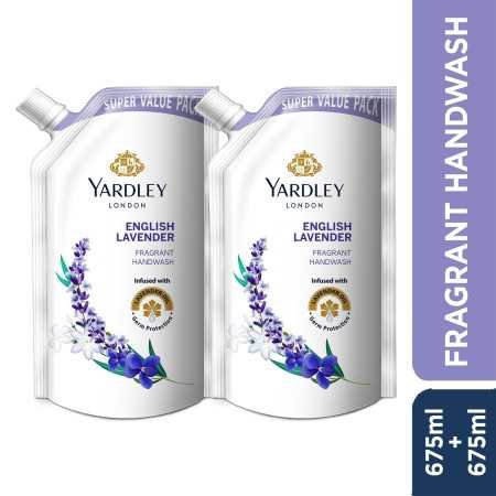 Yardley London English Lavender 675ml Pack of 2 Fragrant Handwash| Infused with Pure Lavender Oil| Germ Protection| For Soft & Yardley London English Lavender 675ml Pack of 2 Fragrant Handwash| Infused with Pure Lavender Oil| Germ Protection| For Soft &