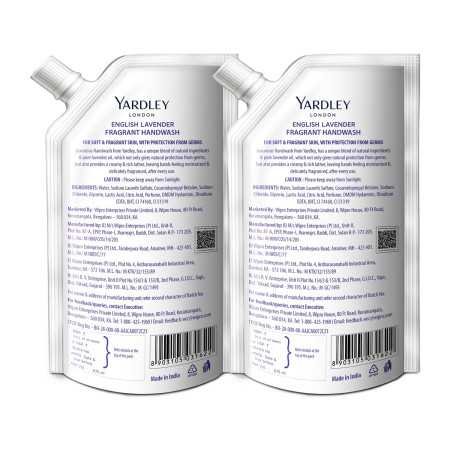 Yardley London English Lavender 675ml Pack of 2 Fragrant Handwash| Infused with Pure Lavender Oil| Germ Protection| For Soft & Yardley London English Lavender 675ml Pack of 2 Fragrant Handwash| Infused with Pure Lavender Oil| Germ Protection| For Soft &
