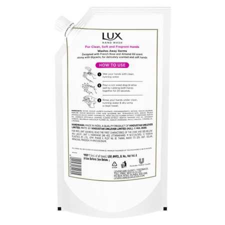 Lux Handwash with French Rose & Almond Oil For Clean, Soft & Fregrant Hands Refill Pouch, 675 ml Lux Handwash with French Rose & Almond Oil For Clean, Soft & Fregrant Hands Refill Pouch, 675 ml