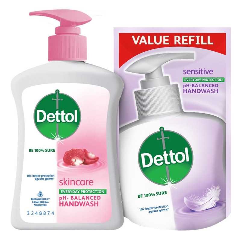 Dettol Liquid Handwash (Skincare) - 200 ml with Free Liquid Handwash - 175 ml (Any Variant) Dettol Liquid Handwash (Skincare) - 200 ml with Free Liquid Handwash - 175 ml (Any Variant)