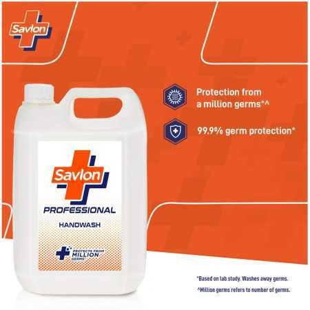 Savlon Professional Germ Protection Liquid Handwash, 5 L Handwash Refill, 99.9% Germ Protection, Paraben Free, Dermatologically