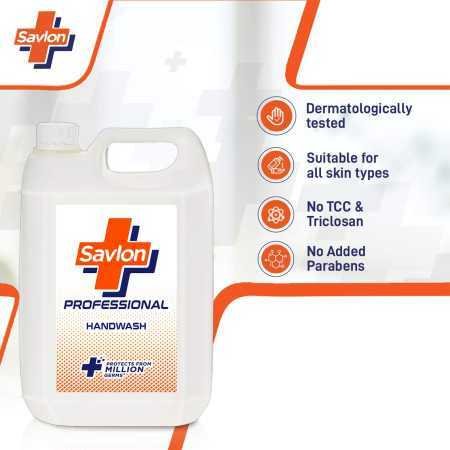 Savlon Professional Germ Protection Liquid Handwash, 5 L Handwash Refill, 99.9% Germ Protection, Paraben Free, Dermatologically