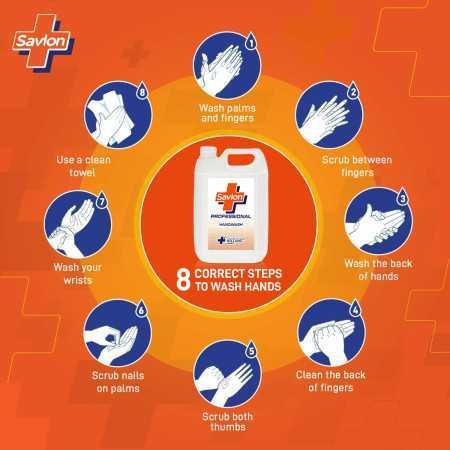 Savlon Professional Germ Protection Liquid Handwash, 5 L Handwash Refill, 99.9% Germ Protection, Paraben Free, Dermatologically