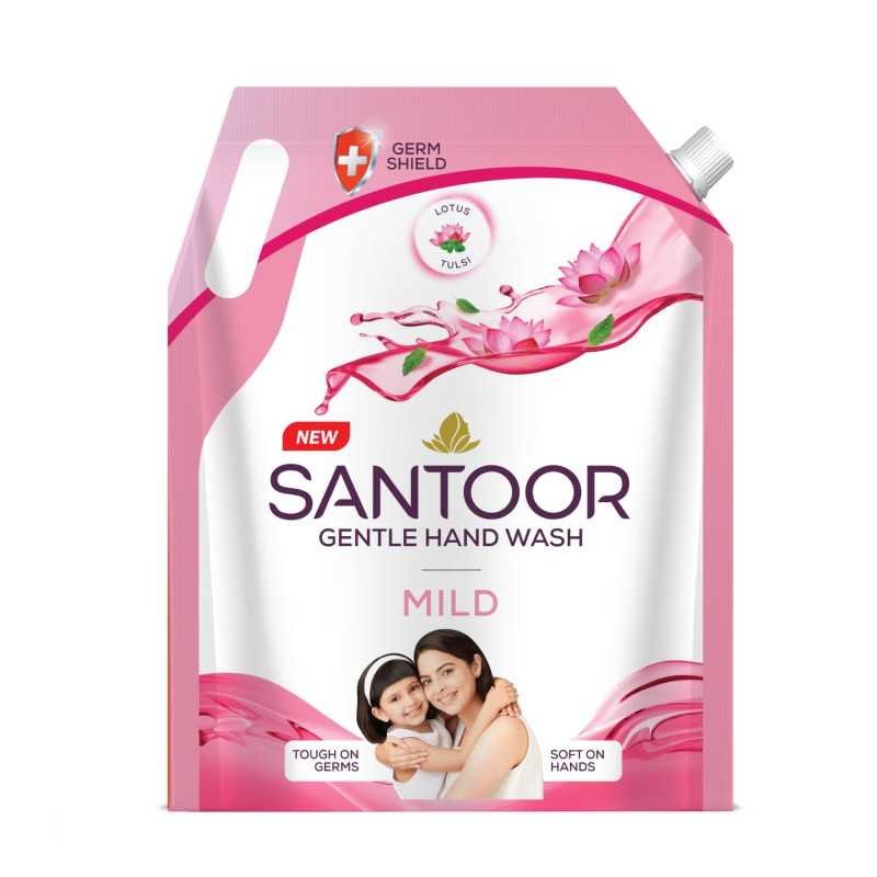 Santoor Mild Gentle Hand Wash 1500ml with Goodness of Lotus & Tulsi| Rich Lathering Formula with Anti-Bacterial Properties| Soft Santoor Mild Gentle Hand Wash 1500ml with Goodness of Lotus & Tulsi| Rich Lathering Formula with Anti-Bacterial Properties| Soft