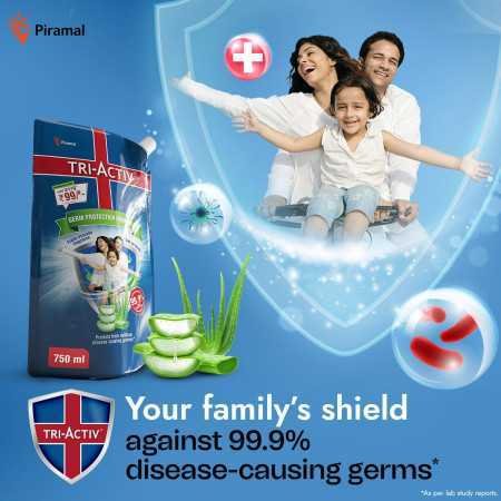 Tri-Activ Germ Protection Handwash Refill | Hand wash Refill packs 750ml with Aloevera & Avocado fragrance | Keeps hands soft &