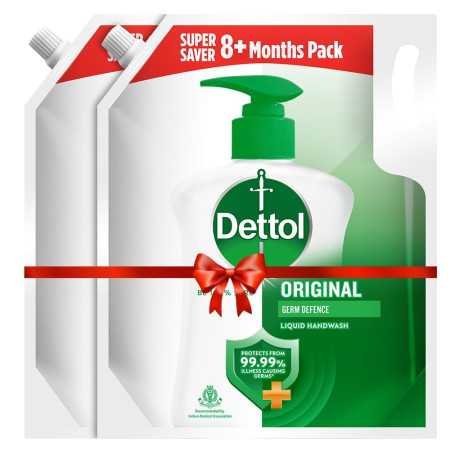 Dettol Liquid Handwash Refill - Original Hand Wash- 1500ml (Pack of 2) | Germ Defence Formula | 10x Better Germ Protection