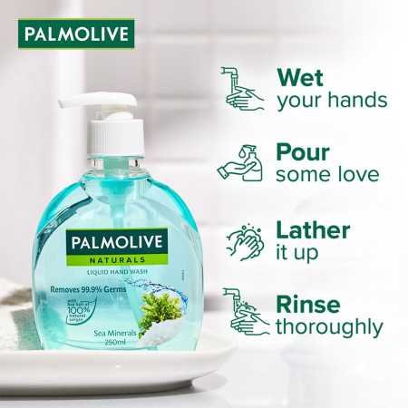 Palmolive Naturals Sea Minerals Liquid Hand Wash Refill 750ml, Remove 99.9% of Germs, Refreshing Fragrance Handwash Refill Pack,