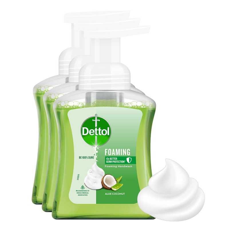 Dettol Foaming Handwash Pump - Aloe Coconut (Pack of 3-250ml each) | Rich Foam | Moisturizing Hand Wash | Soft on Hands Dettol Foaming Handwash Pump - Aloe Coconut (Pack of 3-250ml each) | Rich Foam | Moisturizing Hand Wash | Soft on Hands