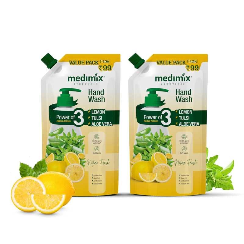 Medimix Ayurvedic Nature Fresh Hand Wash with Lemon, Tulsi, & Aloe Vera 675ml (Combo Pack Of 2) Medimix Ayurvedic Nature Fresh Hand Wash with Lemon, Tulsi, & Aloe Vera 675ml (Combo Pack Of 2)