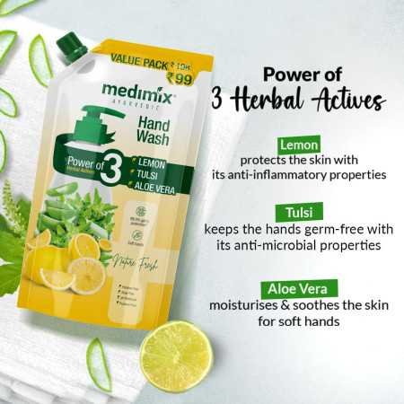 Medimix Ayurvedic Nature Fresh Hand Wash with Lemon, Tulsi, & Aloe Vera 675ml (Combo Pack Of 2)