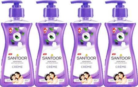 santoor Creme Handwash Hand Wash Pump Dispenser 200 ml ( pack of 4 ) humarabazar