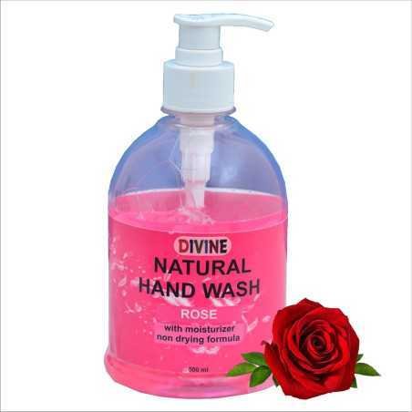 DIVINE - Rose 500ml Natural Handwash| Rose fragrance| Keeps skin hydrated| Maintains natural pH balance| Rebalances dry and