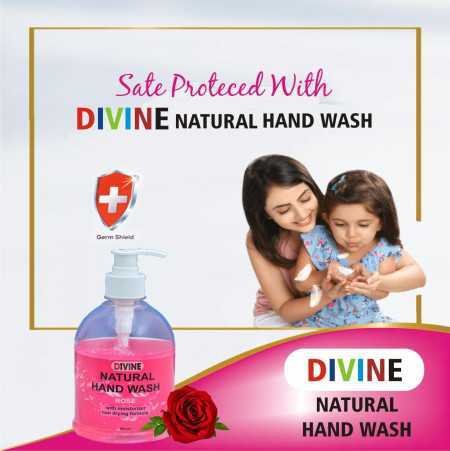 DIVINE - Rose 500ml Natural Handwash| Rose fragrance| Keeps skin hydrated| Maintains natural pH balance| Rebalances dry and