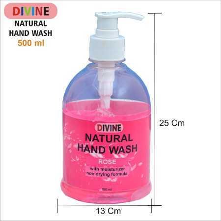 DIVINE - Rose 500ml Natural Handwash| Rose fragrance| Keeps skin hydrated| Maintains natural pH balance| Rebalances dry and