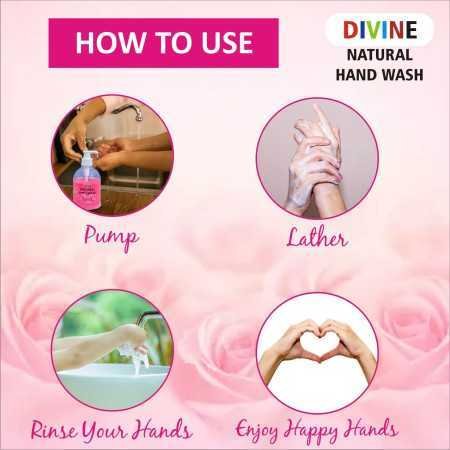DIVINE - Rose 500ml Natural Handwash| Rose fragrance| Keeps skin hydrated| Maintains natural pH balance| Rebalances dry and