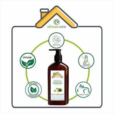 Ahinsa Care | Gentle & Nourishing Natural Handwash | Plant-Based | Moisturizing, Cleans Well | Sandal and Turmeric | 5lit Pack
