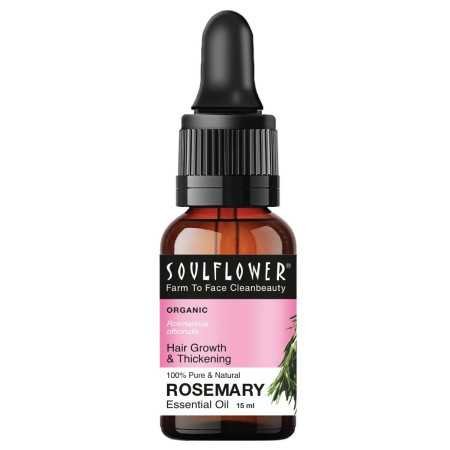 Soulflower Rosemary Essential Oil for Hair Growth, Hair Fall Control and Nourishment, Skin Care | Clinically Tested & Ecocert