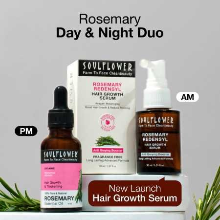 Soulflower Rosemary Essential Oil for Hair Growth, Hair Fall Control and Nourishment, Skin Care | Clinically Tested & Ecocert Soulflower Rosemary Essential Oil for Hair Growth, Hair Fall Control and Nourishment, Skin Care | Clinically Tested & Ecocert