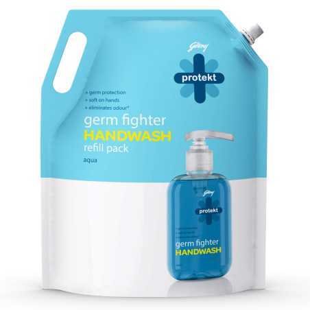 Godrej Protekt Germ Fighter Handwash Refill Pack | Aqua | Germ Protection & Soft on Hands - 1.5 L