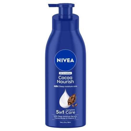 NIVEA Cocoa Nourish 400ml Body Lotion with Deep Moisture Serum| 48 H Moisturization | With Cocoa Butter & Coconut Oil | Non
