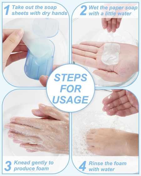 VENTWILLA Disposable Travel Paper Soap Strips For Handwash - Travelling Scented Mini Paper Soap Sheets Flakes Cleaning Foaming VENTWILLA Disposable Travel Paper Soap Strips For Handwash - Travelling Scented Mini Paper Soap Sheets Flakes Cleaning Foaming