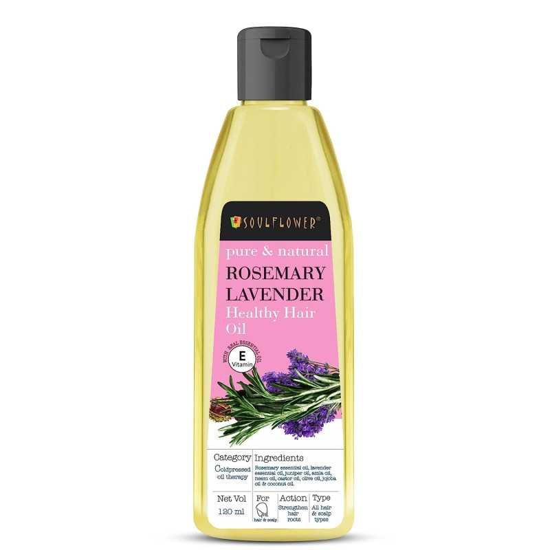 Soulflower Rosemary Lavender Hair Oil For Healthy Hair, Scalp Nourishment, Hair Growth - 100% Pure & Natural Undiluted Cold