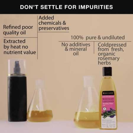 Soulflower Rosemary Lavender Hair Oil For Healthy Hair, Scalp Nourishment, Hair Growth - 100% Pure & Natural Undiluted Cold