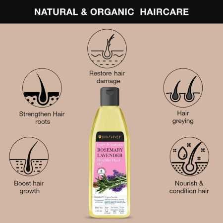 Soulflower Rosemary Lavender Hair Oil For Healthy Hair, Scalp Nourishment, Hair Growth - 100% Pure & Natural Undiluted Cold