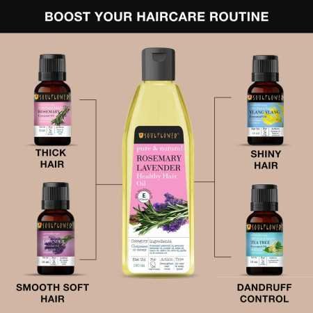 Soulflower Rosemary Lavender Hair Oil For Healthy Hair, Scalp Nourishment, Hair Growth - 100% Pure & Natural Undiluted Cold