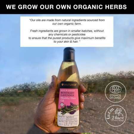 Soulflower Rosemary Lavender Hair Oil For Healthy Hair, Scalp Nourishment, Hair Growth - 100% Pure & Natural Undiluted Cold