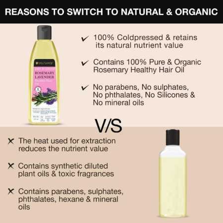 Soulflower Rosemary Lavender Hair Oil For Healthy Hair, Scalp Nourishment, Hair Growth - 100% Pure & Natural Undiluted Cold