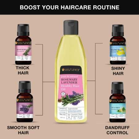 Soulflower Rosemary Lavender Hair Oil For Healthy Hair, Scalp Nourishment, Hair Growth - 100% Pure & Natural Undiluted Cold