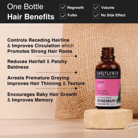 Soulflower Rosemary Lavender Hair Oil For Healthy Hair, Scalp Nourishment, Hair Growth - 100% Pure & Natural Undiluted Cold