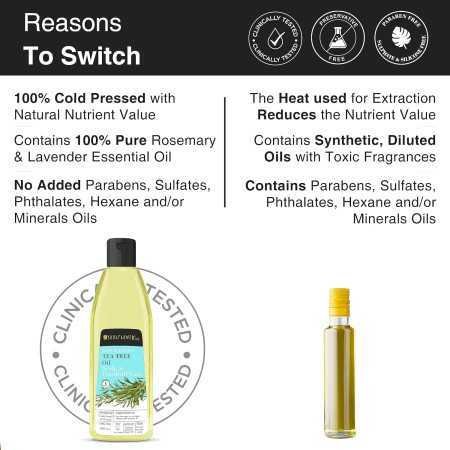 Soulflower Rosemary Lavender Hair Oil For Healthy Hair, Scalp Nourishment, Hair Growth - 100% Pure & Natural Undiluted Cold