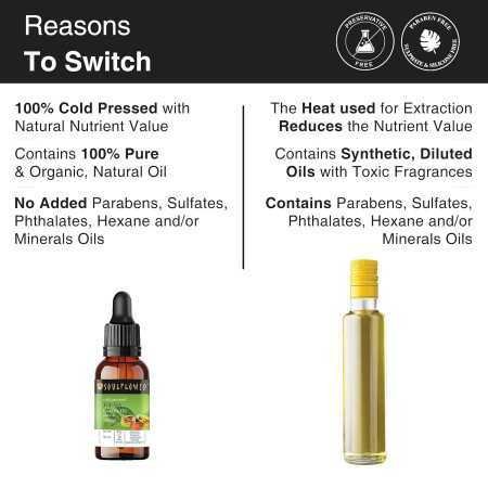 Soulflower Rosemary Lavender Hair Oil For Healthy Hair, Scalp Nourishment, Hair Growth - 100% Pure & Natural Undiluted Cold