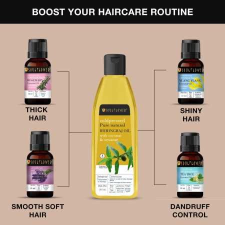 Soulflower Rosemary Lavender Hair Oil For Healthy Hair, Scalp Nourishment, Hair Growth - 100% Pure & Natural Undiluted Cold