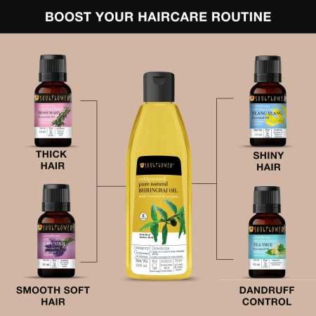 Soulflower Rosemary Lavender Hair Oil For Healthy Hair, Scalp Nourishment, Hair Growth - 100% Pure & Natural Undiluted Cold