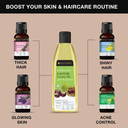 Soulflower Rosemary Lavender Hair Oil For Healthy Hair, Scalp Nourishment, Hair Growth - 100% Pure & Natural Undiluted Cold