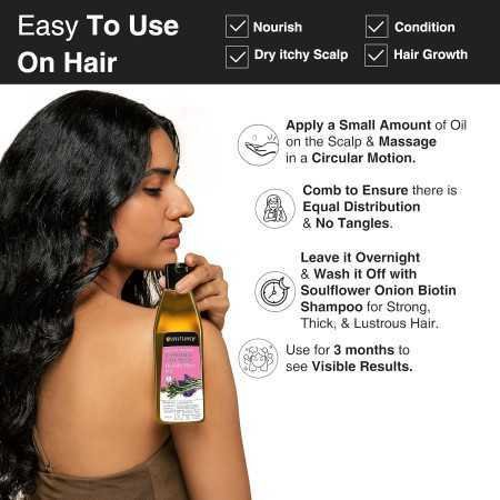 Soulflower Rosemary Lavender Hair Oil For Healthy Hair, Scalp Nourishment, Hair Growth - 100% Pure & Natural Undiluted Cold