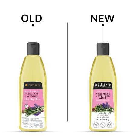 Soulflower Rosemary Lavender Hair Oil For Healthy Hair, Scalp Nourishment, Hair Growth - 100% Pure & Natural Undiluted Cold