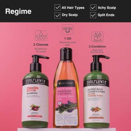 Soulflower Rosemary Lavender Hair Oil For Healthy Hair, Scalp Nourishment, Hair Growth - 100% Pure & Natural Undiluted Cold