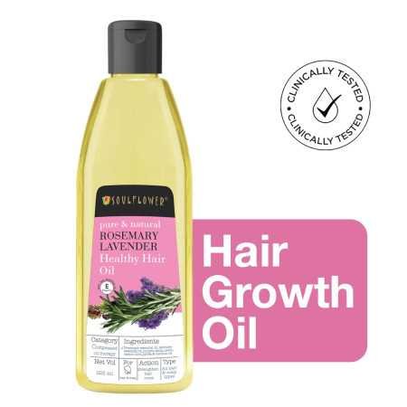 Soulflower Rosemary Lavender Hair Oil For Healthy Hair, Scalp Nourishment, Hair Growth - 100% Pure & Natural Undiluted Cold