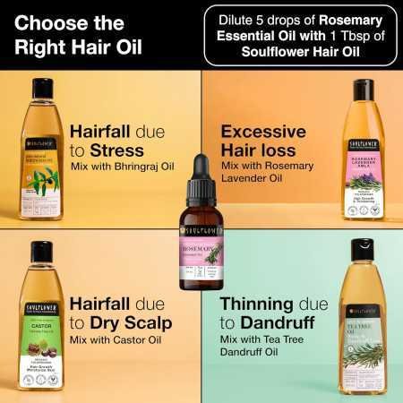 Soulflower Rosemary Lavender Hair Oil For Healthy Hair, Scalp Nourishment, Hair Growth - 100% Pure & Natural Undiluted Cold
