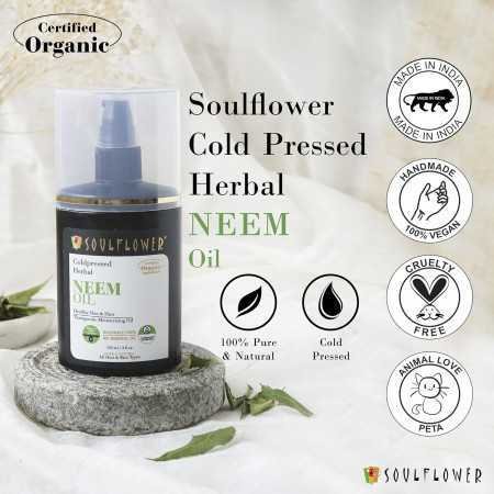 Soulflower Rosemary Lavender Hair Oil For Healthy Hair, Scalp Nourishment, Hair Growth - 100% Pure & Natural Undiluted Cold