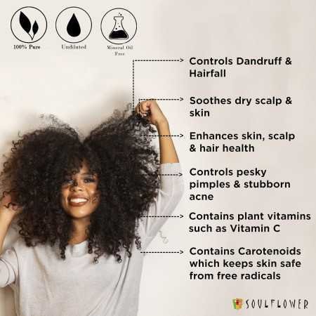 Soulflower Rosemary Lavender Hair Oil For Healthy Hair, Scalp Nourishment, Hair Growth - 100% Pure & Natural Undiluted Cold