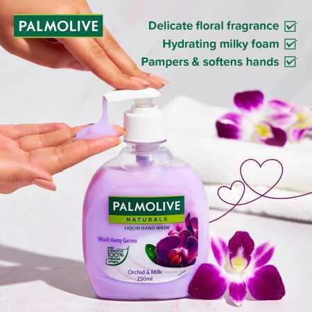 Colgate Palmolive Naturals Black Orchid & Milk Handwash Liquid, 250Ml Dispenser Bottle, Wash Away Germs, Refreshing Fragrance Colgate Palmolive Naturals Black Orchid & Milk Handwash Liquid, 250Ml Dispenser Bottle, Wash Away Germs, Refreshing Fragrance