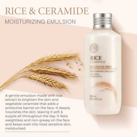 The Face Shop Rice&Ceramide Moisturizing Emulsion With Rice Extracts|Light Weight Emulsion|Locks Moisture For 12 Hours,For Soft